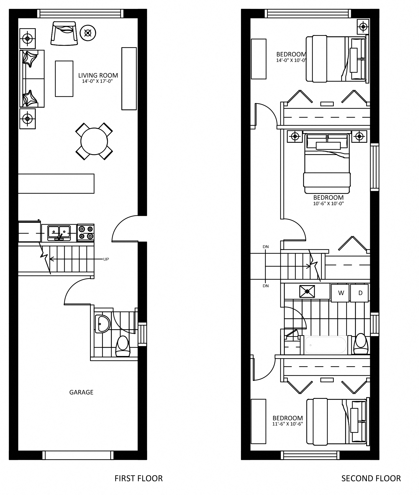 Floor plan for 3 beds, 1.5 baths, 1080 sqft